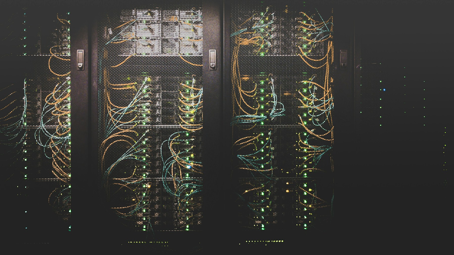 Illuminated server racks in a modern data center